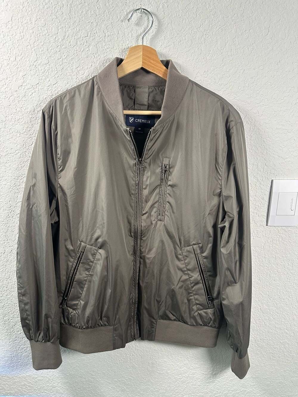 Men’s Cremieux Bomber Jacket Size M Brown Full Zip